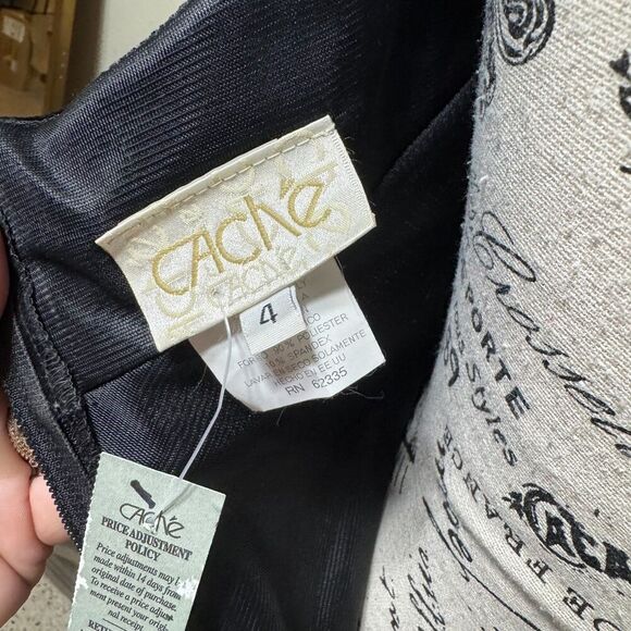 Vintage Cache Metallic Evening Maxi Gown Velvet Trim Size 4 Deadstock Y2K - Picture 9 of 11